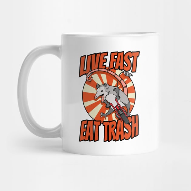 Live Fast Eat Trash Possum Riding Vintage Minibike by Huhnerdieb Apparel